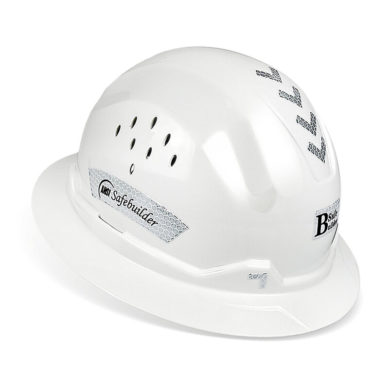 Helm Keselamatan pinggiran penuh, topi keras bersirkulasi dengan ventilasi ANSI Z89.1 disetujui, topi konstruksi & Industri Ringan