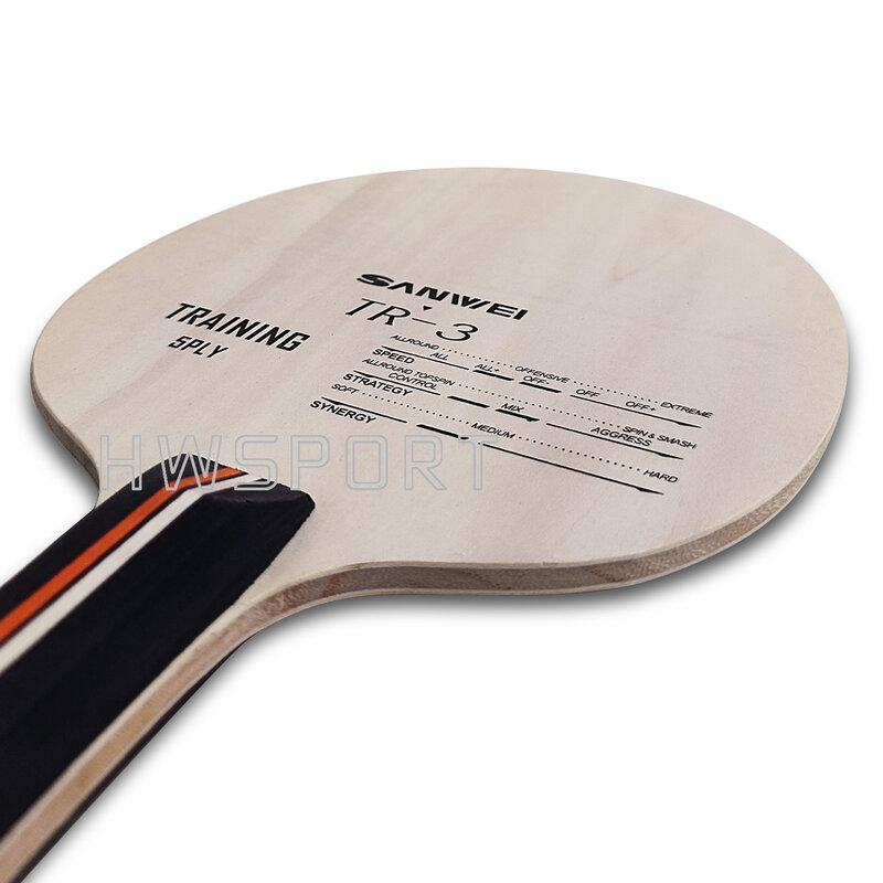 SANWEI-Hoja de tenis de mesa TR-3, hoja de Ping Pong ofensivo de madera elástica de 5 capas con buen Control