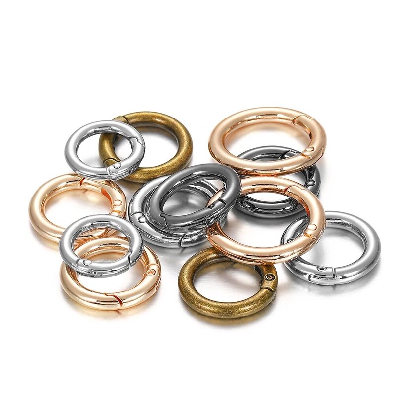 5 Teile/los Metall O Ring Frühling Verschlüsse Öffnende Runde Karabiner Schlüsselbund Tasche Clips Haken Hund Kette Schnallen Stecker Für DIY schmuck