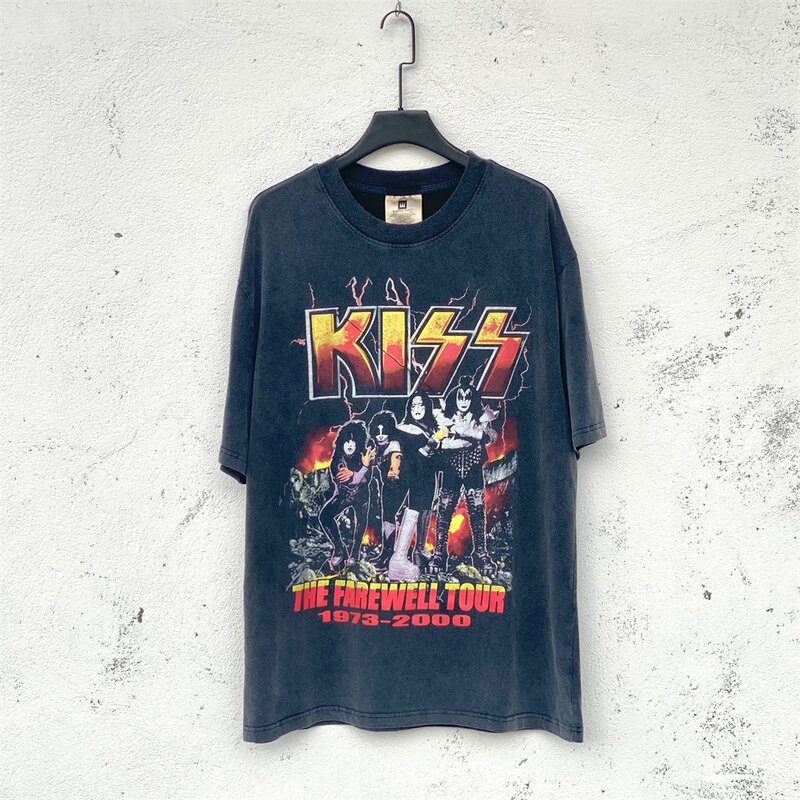 Hip-Hop Harajuku myte T-Shirt męski amerykański Streetwear zespół w stylu Vintage graficzny T-Shirt 2022 lato bawełna postrzępiony z krótkim rękawem