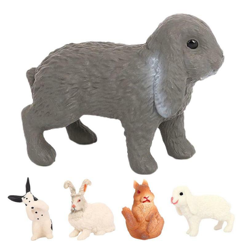 3D Mini Easter Figurine Realistic Animal Bunny Toy Simulation Rabbit Action Figure Model Farm Animal Home Decor Toy For Kids
