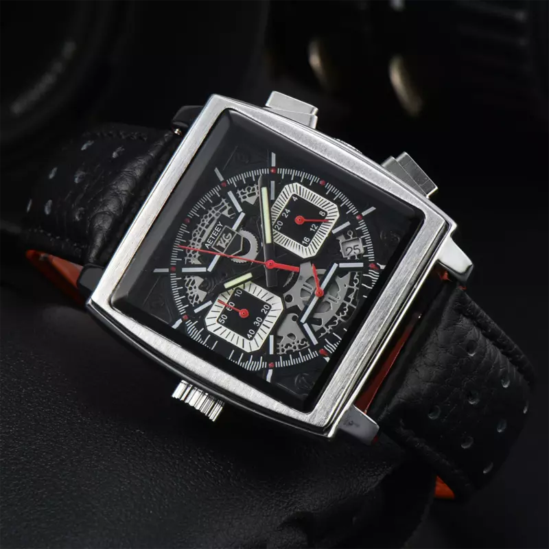 Fashion Original Brand Luxury Watches For Men Monac Design Quartz Leather Strap High Qaulity Automatic Date Hot Male AAA Clocks