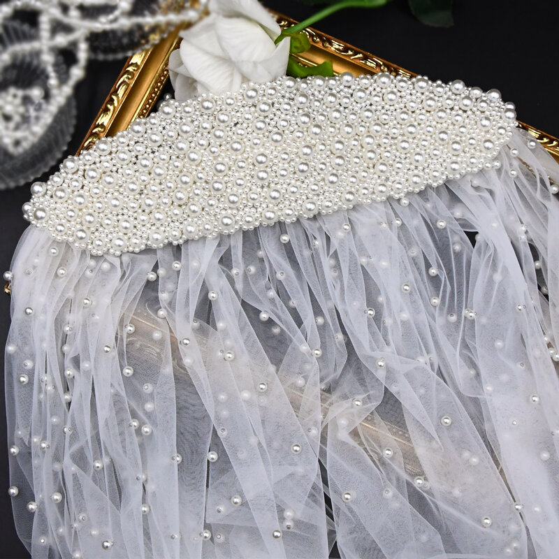 Роскошная Фата для невесты 2023 искусственная жемчужная Корона Фата высококачественные головные уборы для невесты ширина 3м