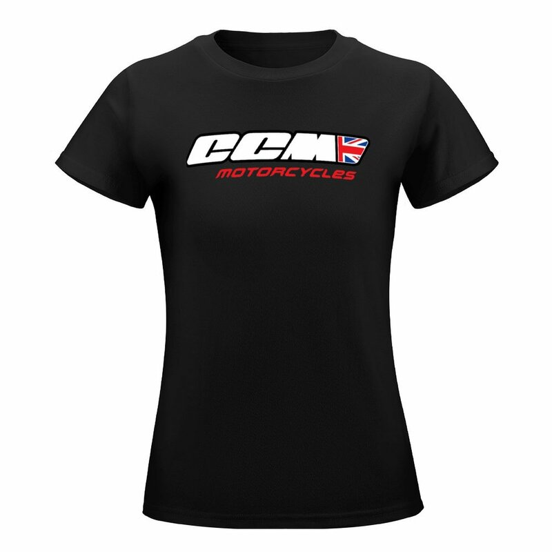 Футболка CCM с логотипом мотоцикла в британском стиле, летние топы, милая одежда, роскошная дизайнерская одежда для женщин