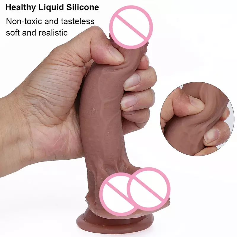 7/8 Cal ogromne realistyczne Dildo silikonowy Penis Dong z przyssawką dla kobiet masturbacja Lesbain Anal zabawki erotyczne dla dorosłych 18
