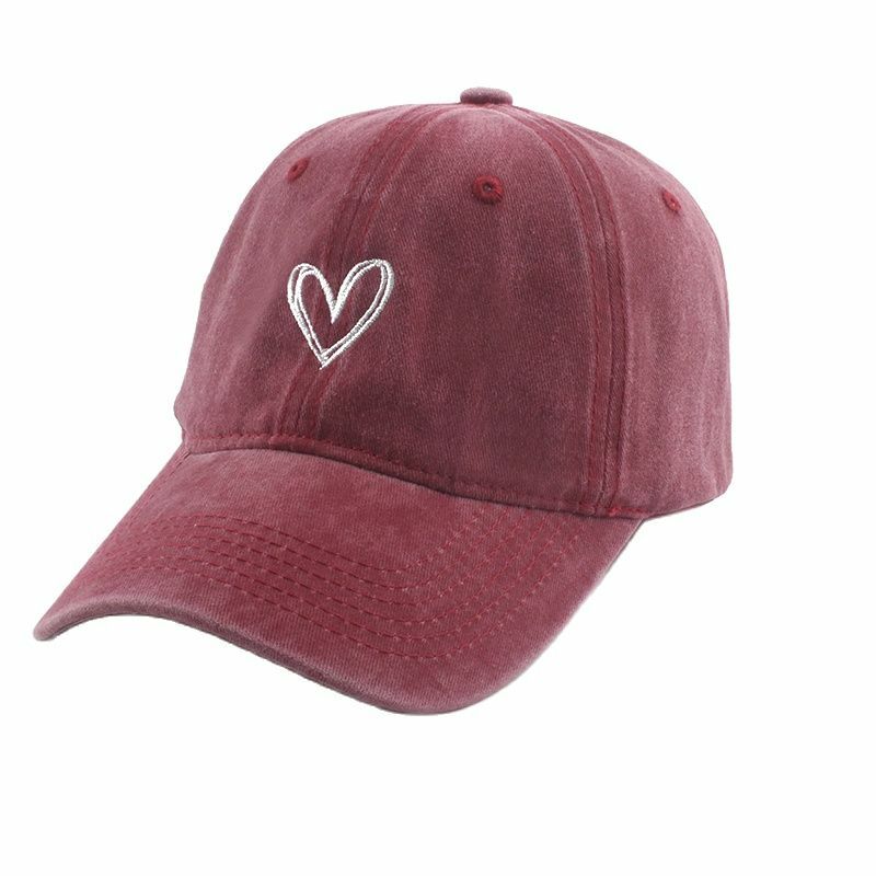 แฟชั่นกีฬากลางแจ้งเบสบอลหมวกสำหรับผู้ชายผู้หญิงหัวใจรักเย็บปักถักร้อย Snapback หมวกล้างหมวกผ้าฝ้าย