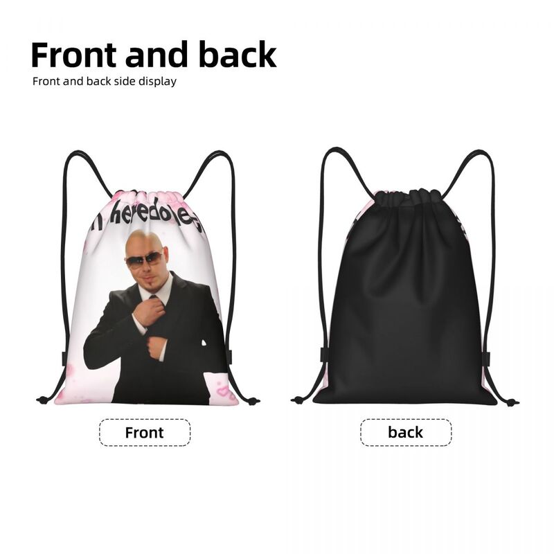 Mr World-mochila con cordón Pitbull para hombre y mujer, morral deportivo portátil para gimnasio, morral de compras para cantante de rapero americano