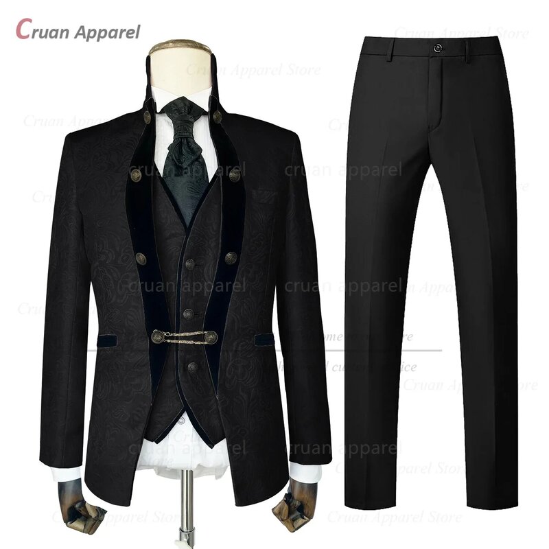 636 Newest Men Suit Set Formal Banquet Slim Fit Tuxedos Piano Performance Tailor-made Elegant Male Blazer Vest Pants 