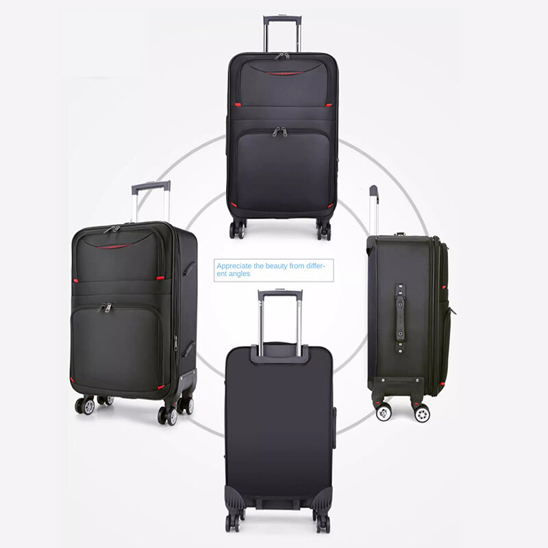 30 "valigia nera di grande capacità valigia Trolley impermeabile durevole in tessuto Oxford ruota Spinner staccabile 20" valigia Password