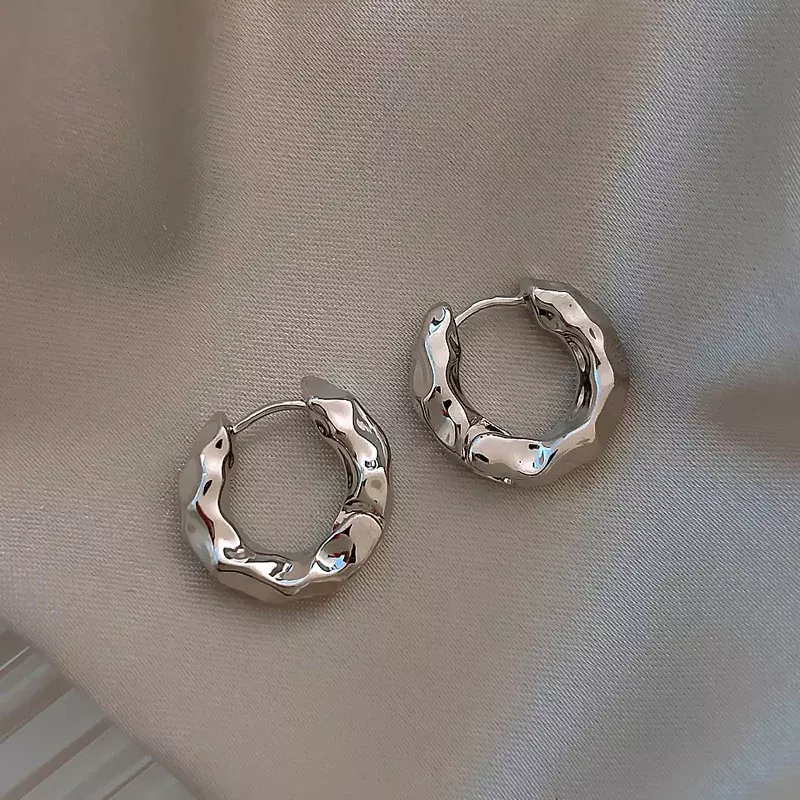 New Hot Sell Trendy 925 Sterling Silver Circle Earrings for Women Real Silver Ear Hoop Earrings