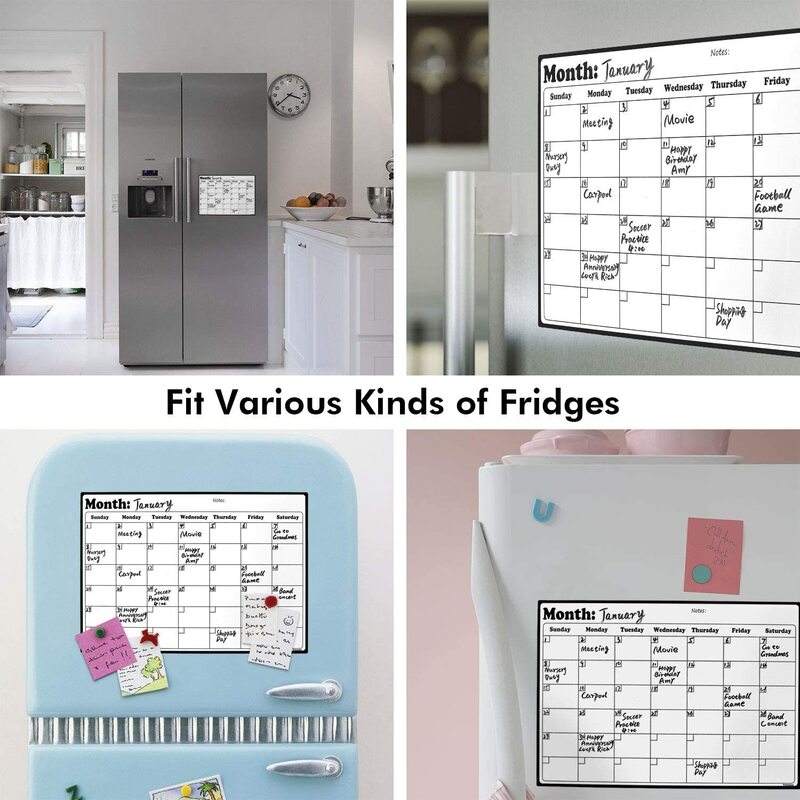 新しい冷蔵庫のカレンダー磁気乾燥消去カレンダーホワイトボードカレンダー冷蔵庫プランナー16.9インチ × 11.8インチ