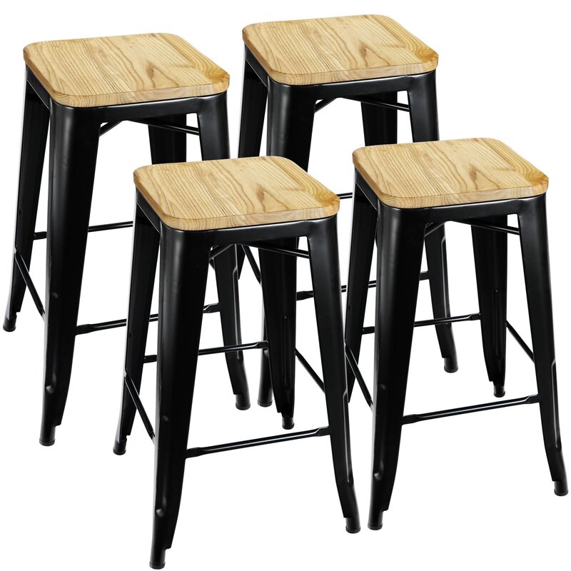 US 26 "zestaw stołków barowych o wysokości 4 liczników metalowe stołki barowe wewnątrz na zewnątrz czarny