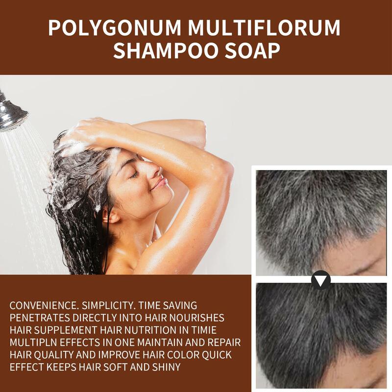 Polygonum Multiflorum Soap Hair Darkening Shampoo Repair Damage Anti Dandruff Shine Smooth Natural Organic Hair Care