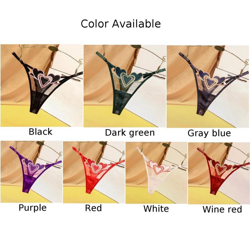 Sexy Sheer Thong G String Lingerie Briefs  Women's Heart Panties Knickers  Multiple Color Options  Perfect for Everyday Comfort