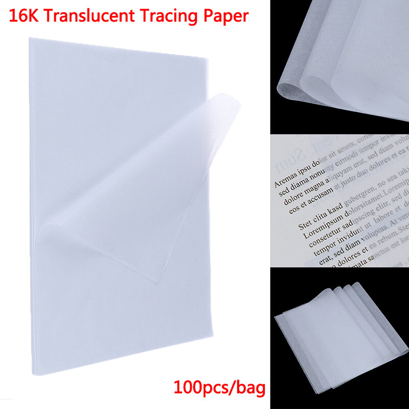 100Pcs Translucent Tracing Paperfor รูปแบบการประดิษฐ์ตัวอักษร Craft เขียนคัดลอกภาพวาดแผ่นกระดาษอุปกรณ์สำนักงานโรงเรียน