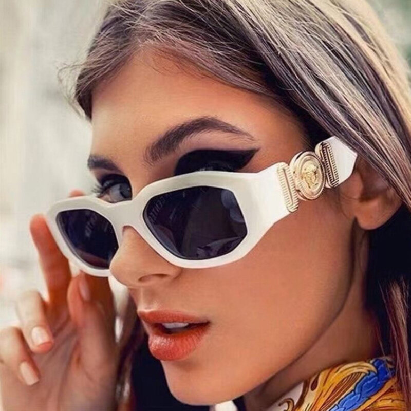 Óculos de sol pequenos para homens e mulheres, óculos retangulares, design de marca de luxo, tons vintage, moda