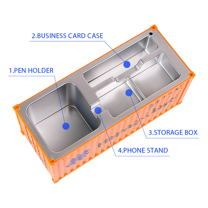 Caja de almacenamiento de papelería de escritorio para decoración del hogar, Mini contenedor de logística, modelo de caja a escala, adornos de modelo de contenedor de envío 1:30