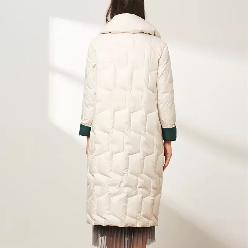 2022 New Winter Women White Duck Down Puffer Jackets Fashion Casual Warm Windproof Long Coats