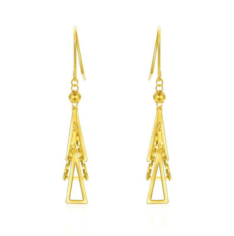 Серьги-подвески YFN из желтого золота 18 карат женские, висячие ювелирные украшения в виде треугольников из 18-каратного золота, изящные подарки