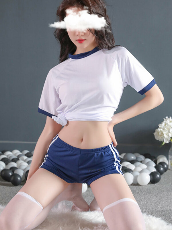 Cute Sweet Cheerleading Girl Roleplay Top Shorts Sexy Lingerie Set Japanese Kawaii Anime Cosplay College Style Student Costumes
