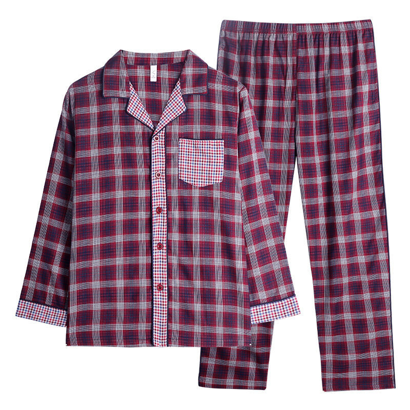 Áo Kẻ Sọc Chia Đồ Ngủ Thu Dệt Tay Dài In Chất Lượng Cao Bộ Đồ Ngủ Áo Cardigan Homewear Lớn Thước Pijama Hombre