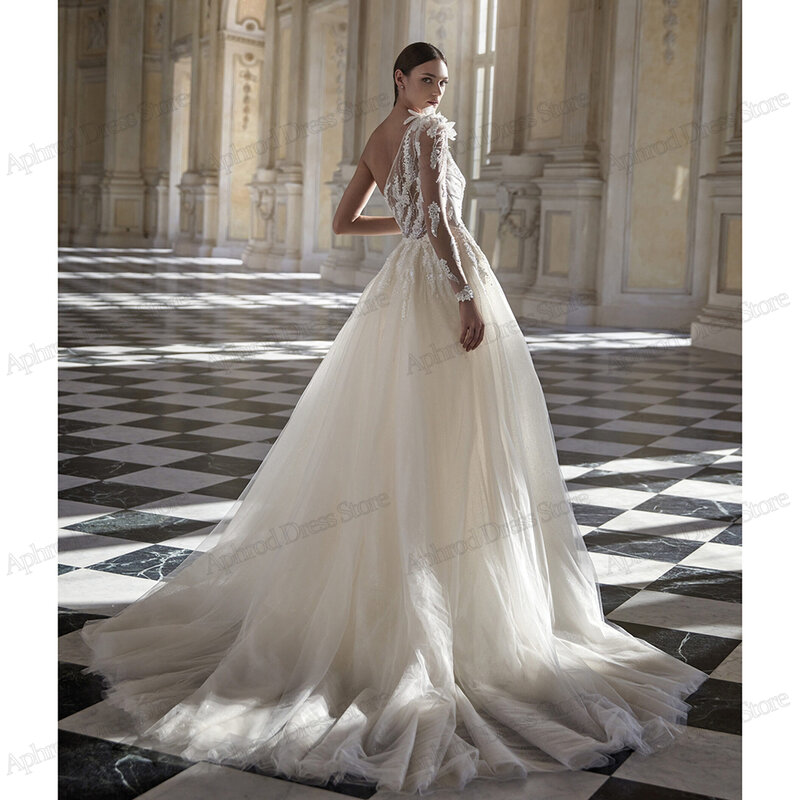 Wunderschöne Brautkleider Satin Brautkleider Spitzen applikationen boden lange Roben für formelle Party elegante Vestidos de Novia 2024