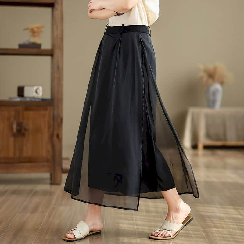 Pantalones lisos holgados para mujer, pantalón Vintage, estilo coreano, Harajuku, cintura elástica, recortado, pierna ancha, Verano