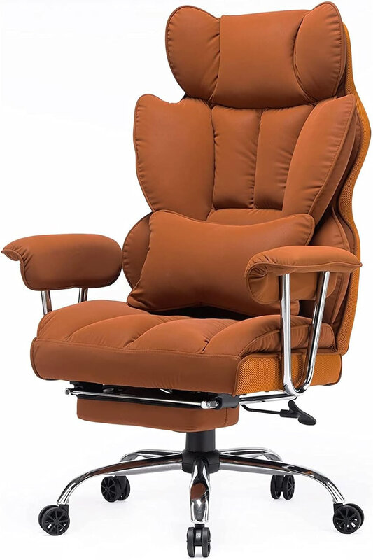 Desk chair 400 lb., large and tall office chair, PU leather computer chair, leg rest and waist support  gaming chair