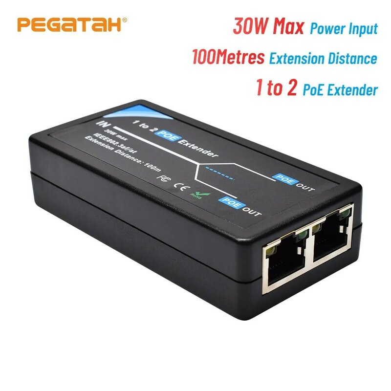 PEGATAH 1 /2/ 4 ميناء PoE موسع IEEE802.3af poe موسع لمنفذ ip ماكس تمديد 120 متر موسع الإرسال للكاميرا ip