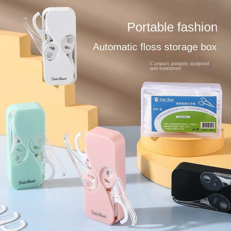 12Pcs Ultra-Fine Crevice Between Teeth Buccal Cavity Cleaning Dental Floss with Portable Mini Dental Floss Automatic Storage Box