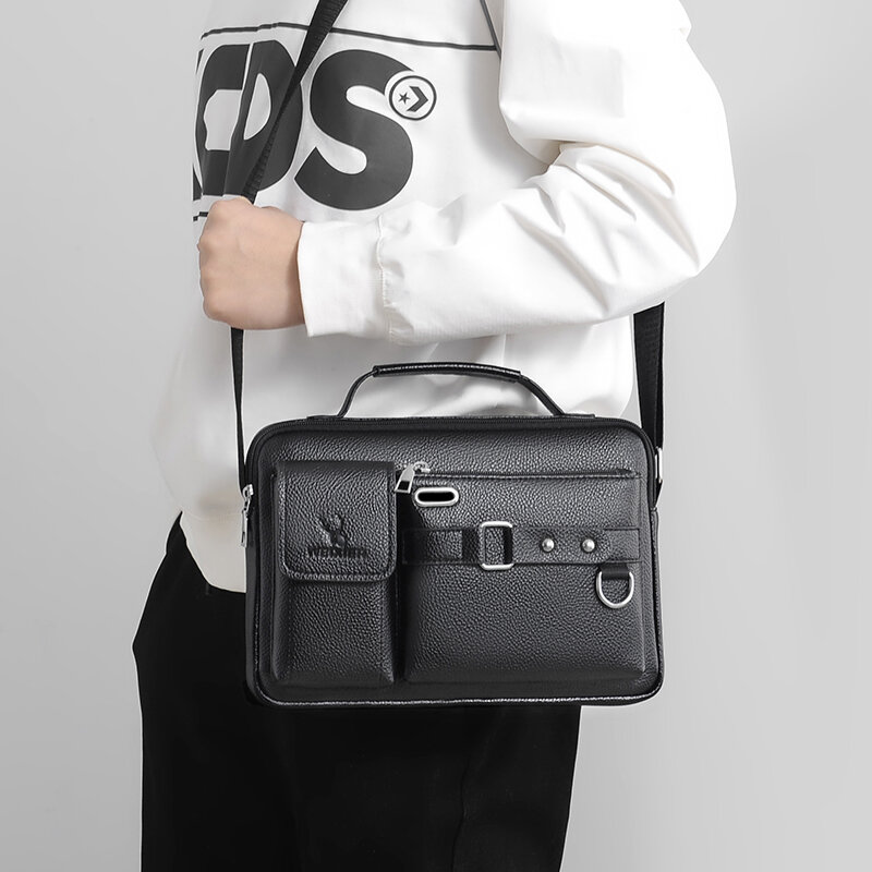 Nova moda masculina bolsa de ombro portátil bolsa de couro do plutônio maleta masculina venda quente