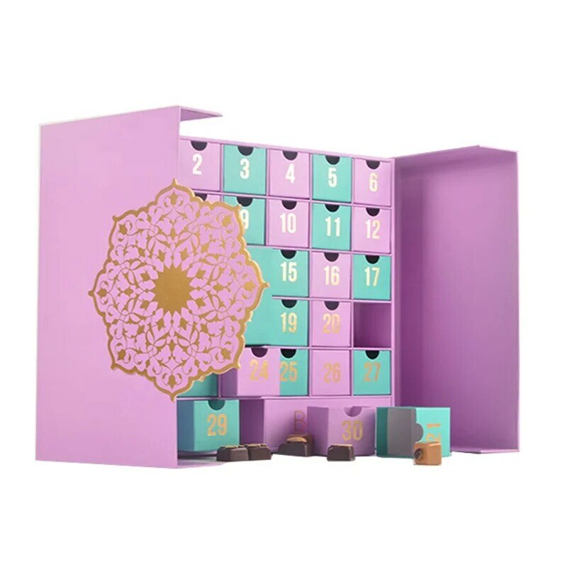 Ramadan Custom Printing Papelão Papel, Beleza Cosmética, Simples Push Advent Calendar, Presente colorido, Produto personalizado