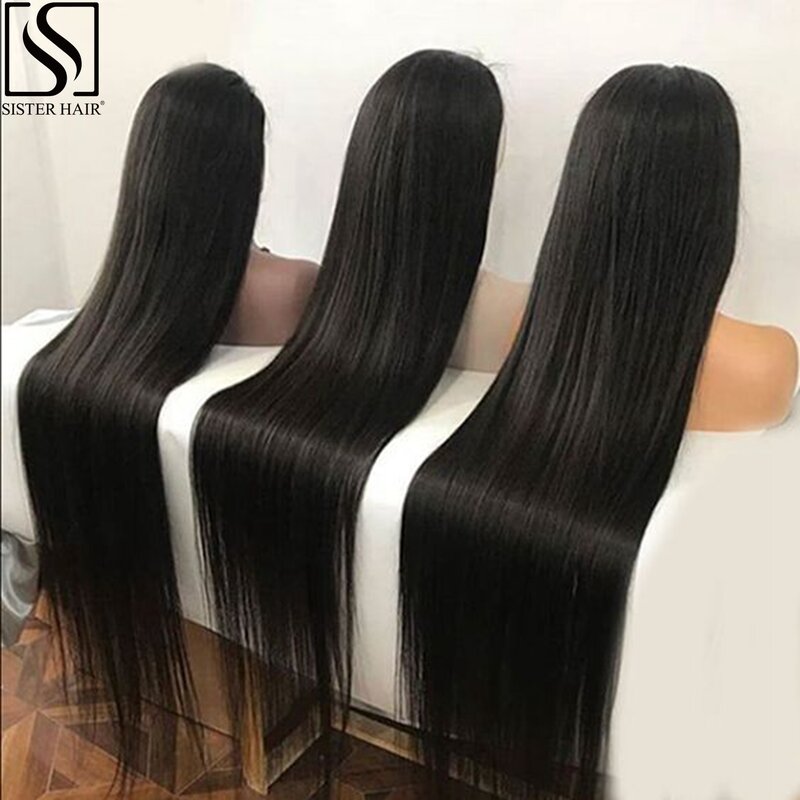 女性用の滑らかな人間の髪の毛のかつら,13x4,密度250,透明,HD 360, 46, 48インチ