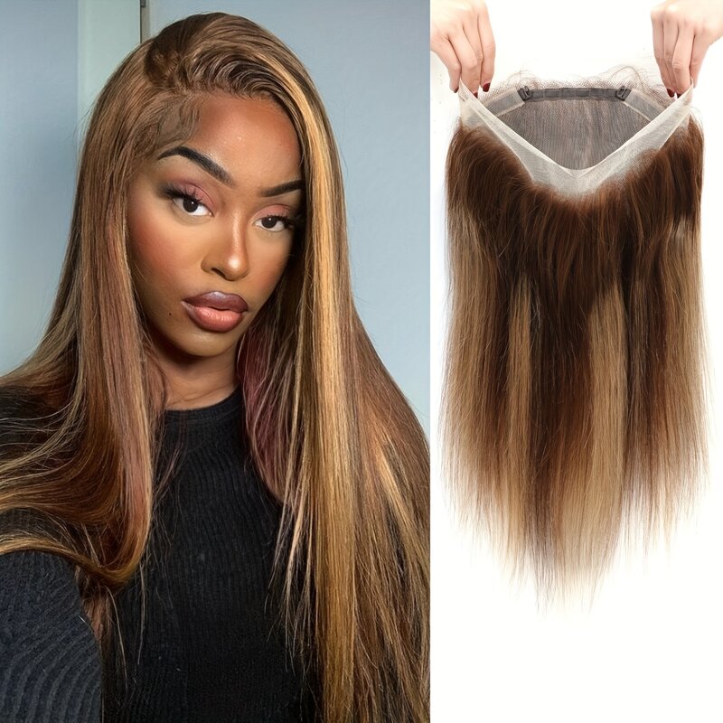 Highlight 360 Lace Frontal Only Ombre Brown Honey Blonde 360 Lace Closure Straight P427 Color Human Hair Extensions