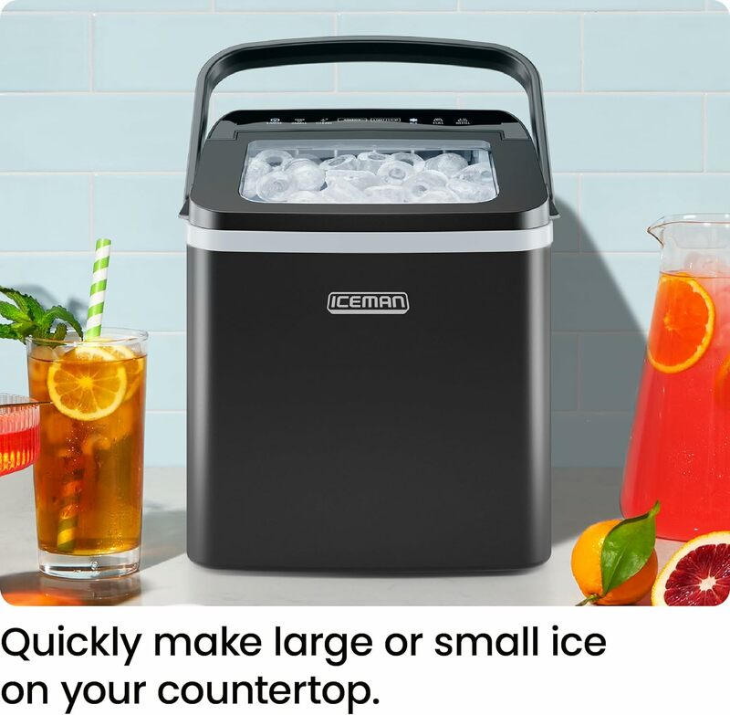 Máquina de gelo portátil de tamanho duplo, grande e pequena, com auto limpeza, 9 cubos em 7 minutos