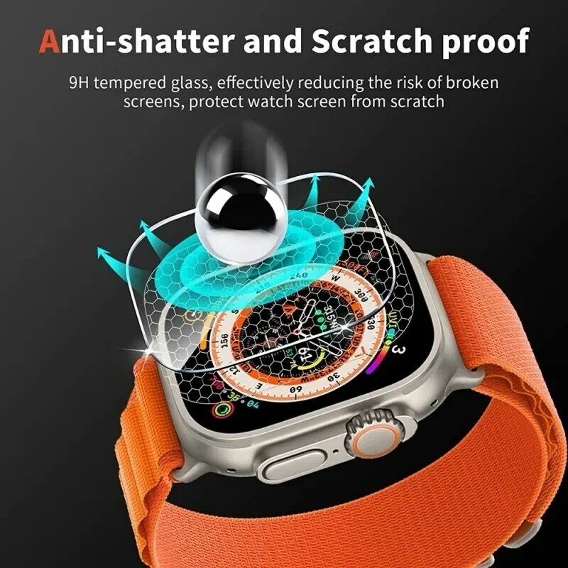Protector de pantalla de 5 piezas para Apple Watch Ultra 49mm, accesorios antiarañazos, resistente al agua, vidrio templado, película HD, iWatch Ultra 49mm
