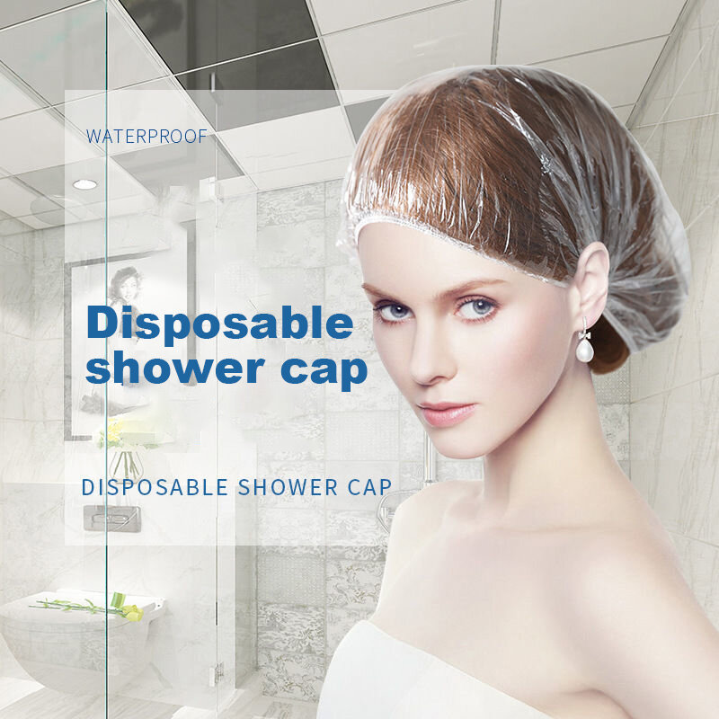 50/100Pcs cuffia da doccia usa e getta forma di maglia elastica cappello da bagno Non tessuto impermeabile per estensione Clear Beauty Hair Hat cuffia da doccia