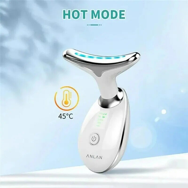 Neck Massager Facial Lift Three Light Modes Electric Skin Tightening Device LED Beauty Instrument White