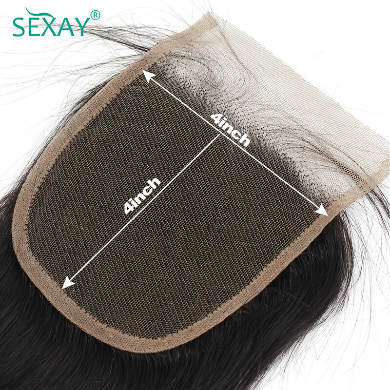 Sexay 4x4 Transparent Lace Closure With Baby Hair 100% Brazilian Human Hair Swiss Lace Closures Free Middle Part For Black Women