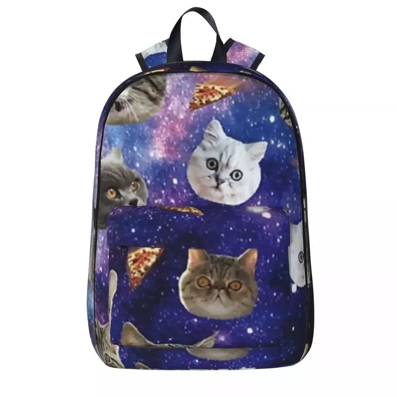 Kosmiczny kot głowy kobiety plecaki chłopcy dziewczynki torby na książki wodoodporne dziecięce torby szkolne przenośne plecak na laptopa torba na ramię