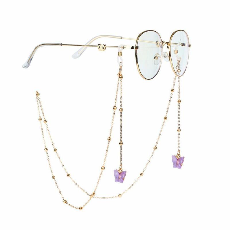 Trend Temperament Alloy Non-slip Anti-lost Bead Neck Strap Metal Glasses Chains Mask Hanging Rope Butterfly