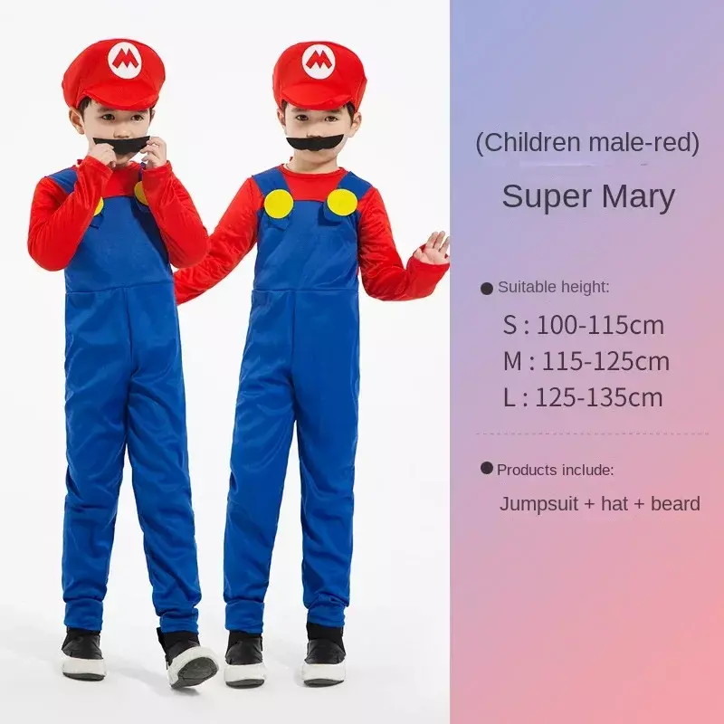 Kostiumy festiwalowe Cos kostiumy Anime postać dziecka i dziecka kostiumy sceniczne ubrania Mario dla dzieci Super Mario