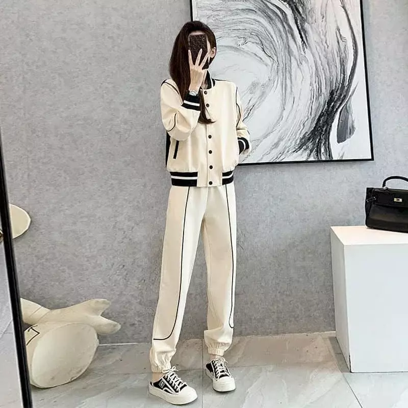 2024 New Sets Long Sleeve Jacket Sporty Top Women's Tracksuit Sporty Matching Sets Two Piece Set for Women Lace-up Legging