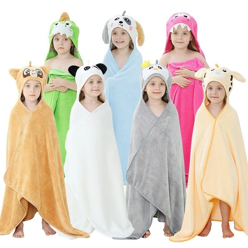 Детские Банные полотенца с капюшоном для малышей, банный халат для душа, мягкое теплое Зеленое одеяло для мальчиков, девочек, детей, для новорожденных