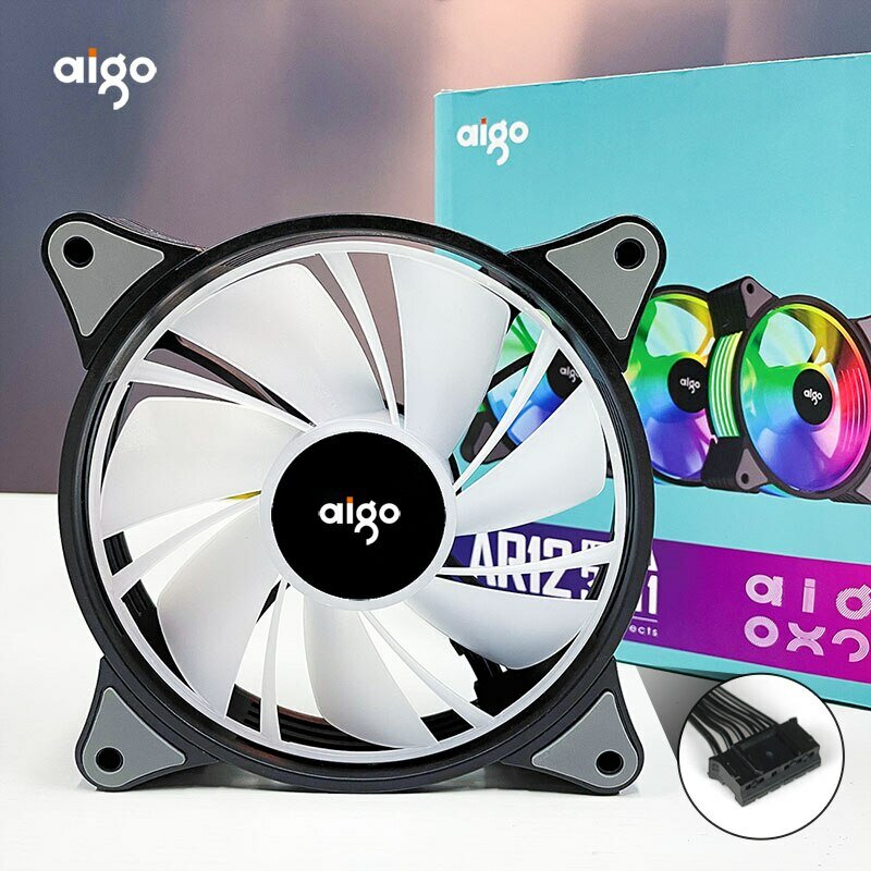 Aigo AR12-copc Gamer مروحة RGB 12v مبرد هورا متزامن gb مروحة تبريد صامتة gb