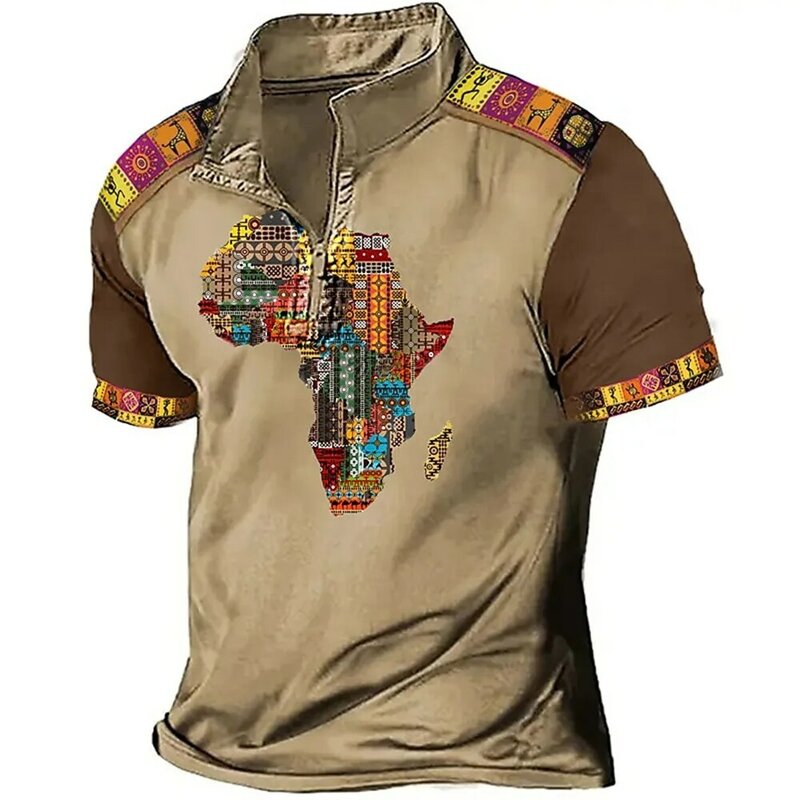 Рубашка-поло мужская быстросохнущая, винтажная тенниска для гольфа с 3D-принтом карт, мотоциклетная майка-поло на молнии, Одежда большого размера, лето