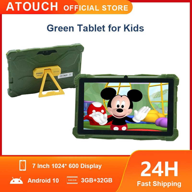 Atouch Q21 7 "สำหรับเด็กแท็บเล็ตแอนดรอยด์10 WIFI 3GB 32GB ของขวัญคริสต์มาส Google Play iPad การศึกษาพร้อมที่วาง