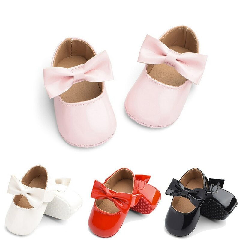 Baby First Walker Shoes Infant Newborn Soft Sole Bow Knot Princess Shoes Mary Jane Flats Prewalker Shoes Baby Girl Accessories