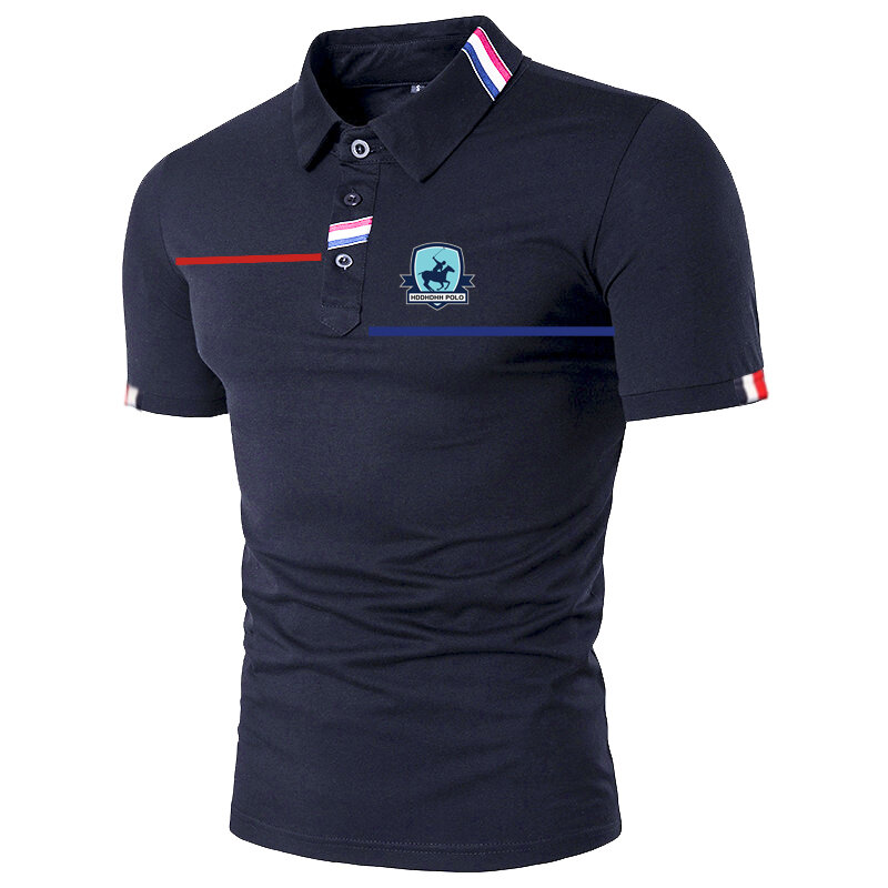 HDDHDHH Brand Print Summer Short Sleeve Polo Shirt Men Fashion Casual Slim Solid Color Business T-shirt Men's Clothing