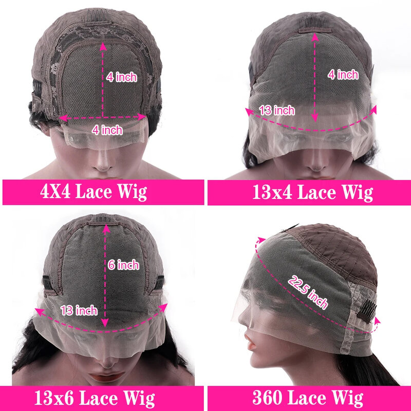 Peruca de cabelo sintética reta para mulheres negras, perucas dianteiras do laço, fio invisível, transparente, sem cola, 13x4, 13x6, 360